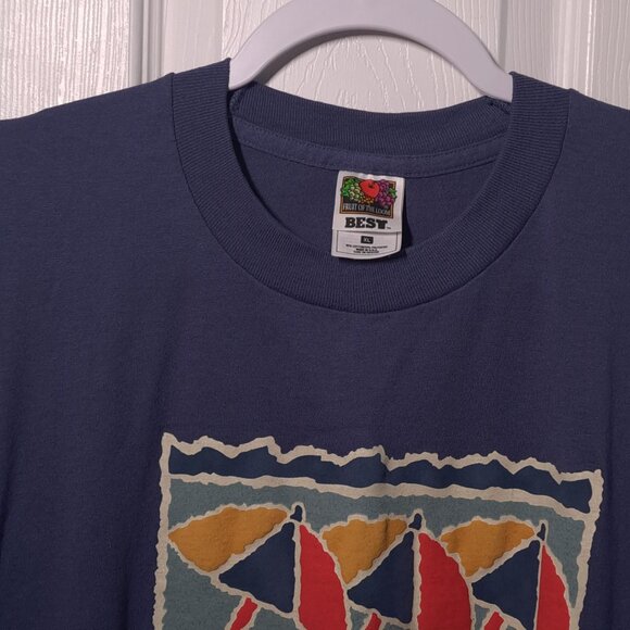 VINTAGE Tampa Florida Beach Umbrellas USED Shirt (XL, Blue, Single Stitch, 1997) - Picture 3 of 7